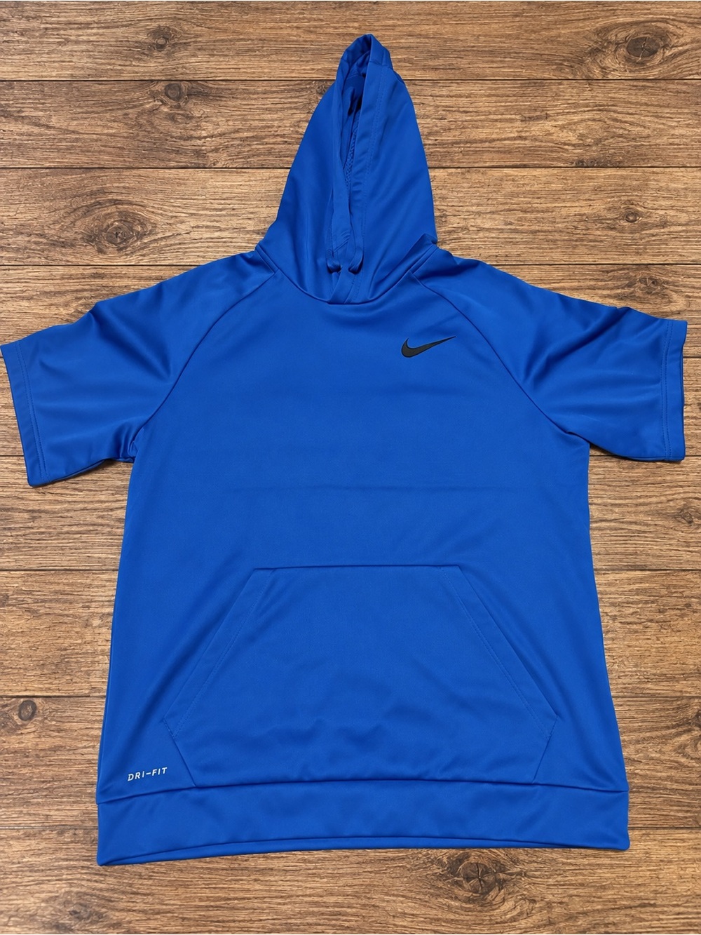 Nike Royal Blue Short-Sleeve Dri-FIT Hooded Swim Rash Guard